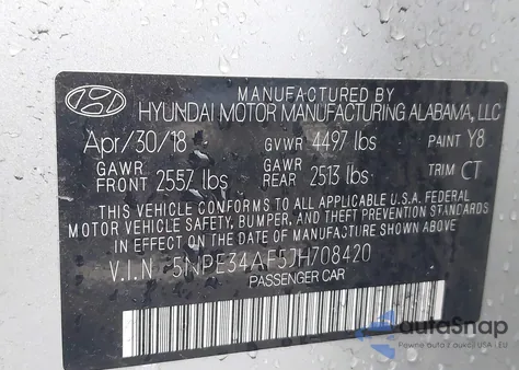 2018 Hyundai Sonata Sport+ из США, поврежденный, VIN 5NPE34AF5JH708420